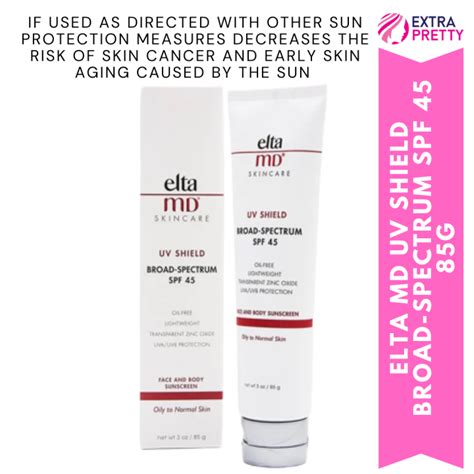 Infographic illustrating the UVA and UVB protection offered by EltaMD UV Shield SPF 45.