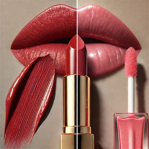 A diagram illustrating the difference in texture and application between lipstick and lip stain.