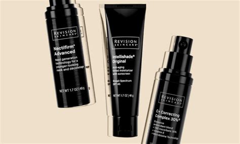 Collection of Revision Skincare products recommended by dermatologists.
