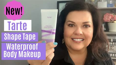 Infographic showcasing the key benefits of Tarte Shape Tape Waterproof Body Makeup: coverage, waterproof, lightweight formula, skin-nourishing ingredients.