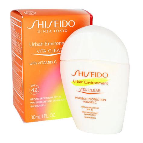 Product shot of Shiseido Urban Environment Vita-Clear Sunscreen SPF 42 bottle