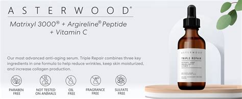 A step-by-step infographic illustrating the recommended application of the Asterwood Triple Repair Anti-Aging Face Serum within a nighttime skincare routine.