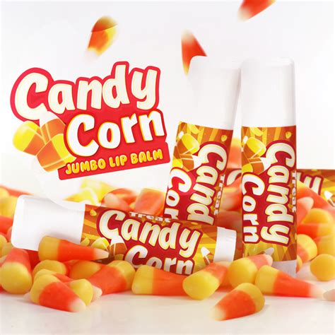 Close-up of a tricolored candy corn lip balm