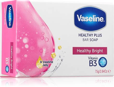 Bar soap packaging with Vaseline branding and imagery suggesting hydration and skin health.