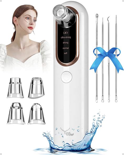 Close-up of a facial treatment device with a spiral tip being used for pore extraction during an aqua peel session.