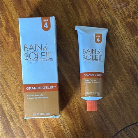 Vintage advertisement for Bain De Soleil Orange Gelée sunscreen.
