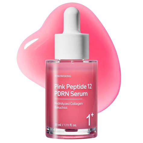 Close-up image of the PDRN Pink Peptide Serum bottle, showcasing its pink color and texture