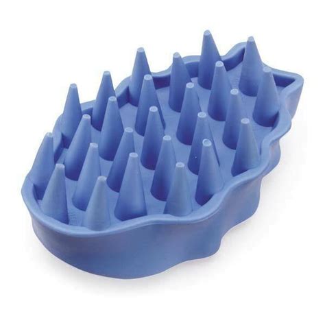 Image of a dog being massaged with a rubber curry brush