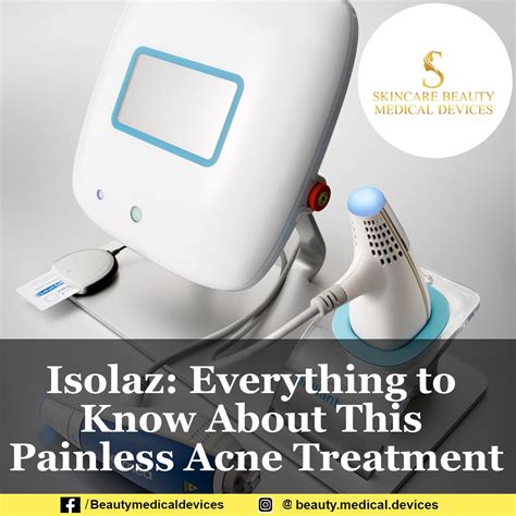Infographic illustrating the dual action of Isolaz: vacuum suction and broadband light targeting acne.