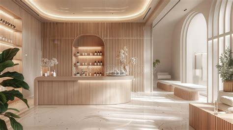 Interior shot of a serene and elegantly designed medical spa reception area