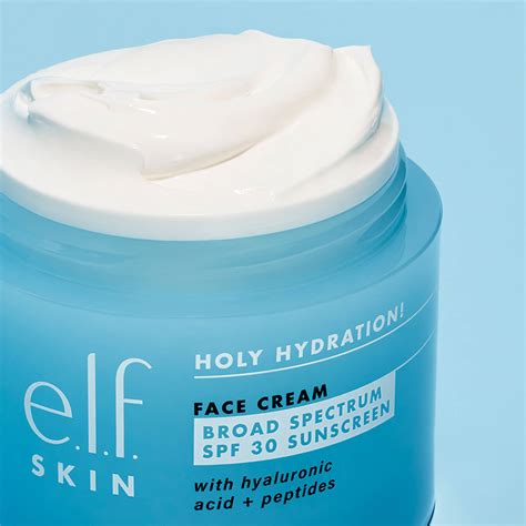 Close-up of e.l.f. Holy Hydration Face Cream texture, showing its creamy consistency.