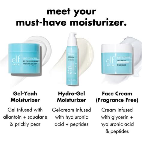 Swatches of e.l.f. Holy Hydration Hydro-Gel Moisturizer and Face Cream to compare textures.