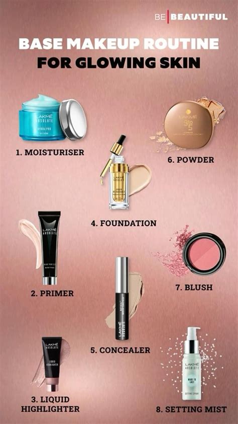 A collage of makeup products for a natural glowy look
