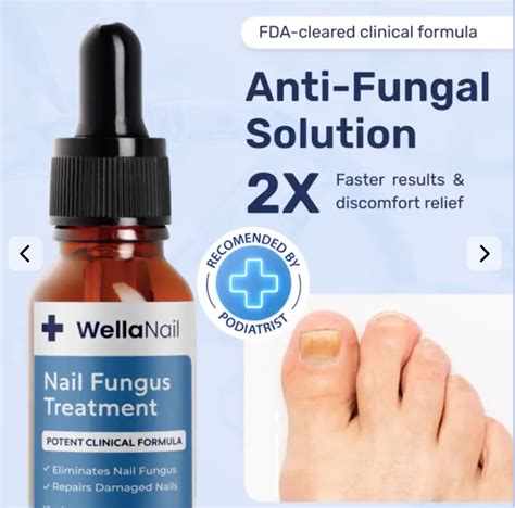 Infographic illustrating common symptoms of nail fungus and how WellaNail addresses them.