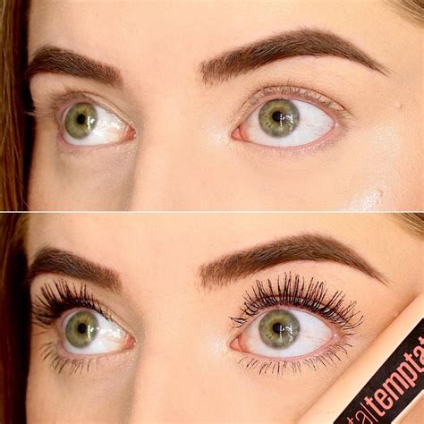 Before and after application of Maybelline Great Lash Waterproof Mascara