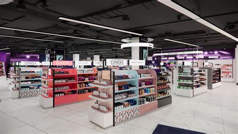 Photo of a well-organized beauty section in an outlet store