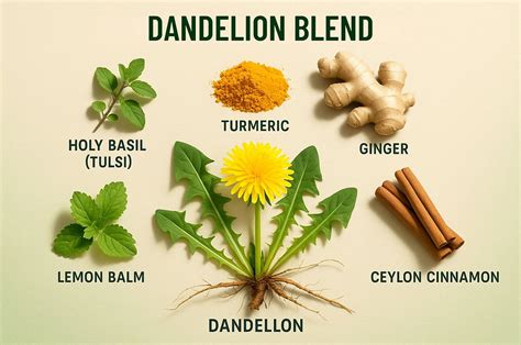Infographic showing key ingredients like coconut, dandelion, saffron, and turmeric with their respective benefits for the skin.