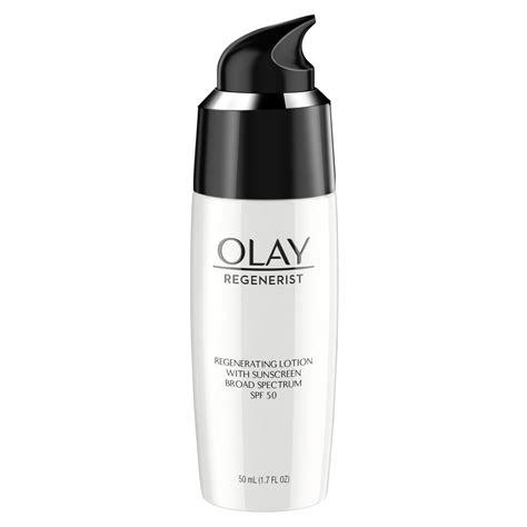 Olay Regenerist Regenerating Lotion bottle with SPF 50 label