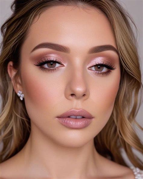 A model with a complete monochromatic pink makeup look, featuring soft pink eyes, flushed cheeks, and a nude-pink lip.