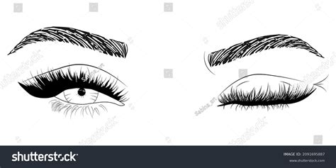 Illustration of a woman's face with perfectly shaped microbladed eyebrows