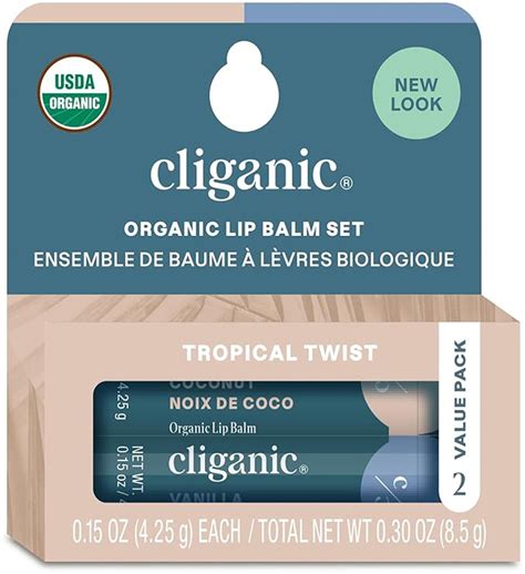 Close-up shot of the Cliganic Organic Lip Balm in Eucalyptus Mint, showing its texture and natural appearance.