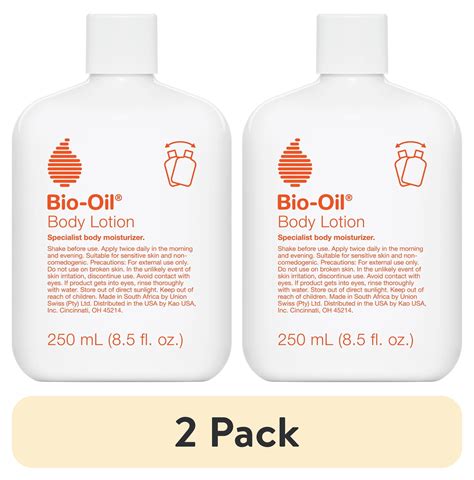A bottle of Bio-Oil Body Lotion with its fluid-like, cloudy white consistency.