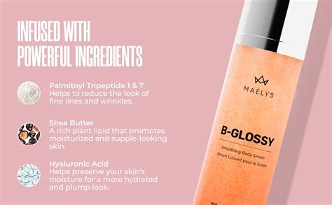 Sleek packaging of the MAËLYS B-Glossy Smoothing Body Serum