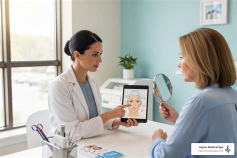 Image of a medical professional consulting with a patient about Botox treatment.