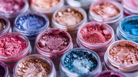 Close-up of various makeup pigments and their textures.