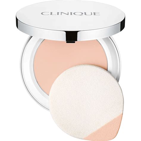 Close-up of the Clinique powder foundation compact, showing the sponge applicator.