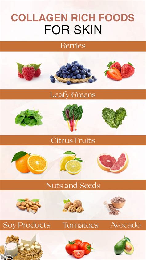 Collage of various foods rich in collagen and nutrients essential for collagen synthesis.