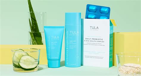 Collage of various TULA skincare products