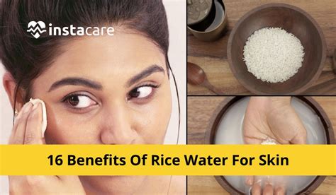Infographic illustrating the key components of rice and their benefits for skin.