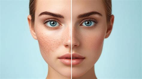 Split image showing before and after photos of skin treated with rice water, highlighting reduced redness and improved texture.