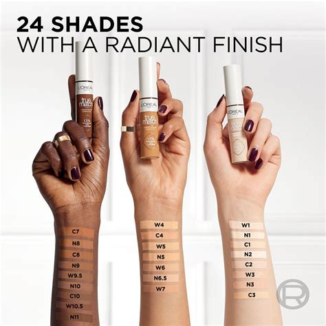 Side-by-side comparison of L'Oréal True Match Radiant Serum Foundation and Concealer, highlighting their textures and packaging.
