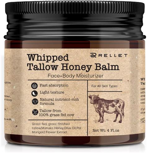 Jar of whipped tallow cream with bee venom and natural ingredients