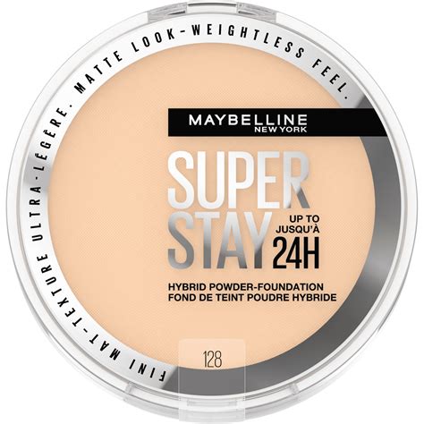 Compact packaging of Maybelline Super Stay powder foundation with a mirror and applicator.
