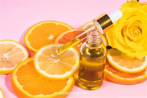Infographic comparing the ingredient list and benefits of various vitamin C serums.