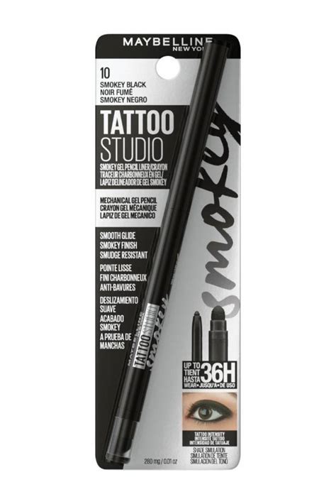 Close-up of an eye demonstrating the Maybelline Tattoo Studio Gel Pencil Eyeliner applied to the waterline, highlighting its intense pigment and staying power.