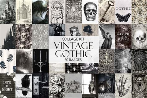 Collage of images representing gothic fashion styles and literature