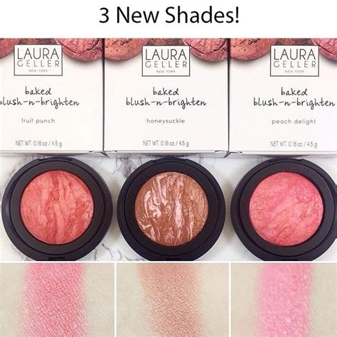 Swatches of Laura Geller Baked Blush-n-Brighten and Baked Natural Glow Highlighter