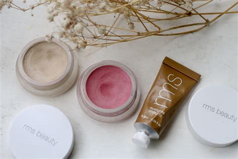 A collage of RMS Beauty products, showcasing their packaging and texture.