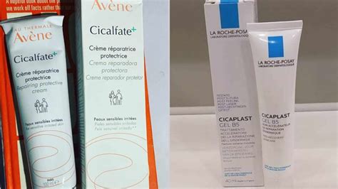Side-by-side comparison of Avène Cicalfate Restorative Skin Cream and La Roche-Posay Effaclar Duo+