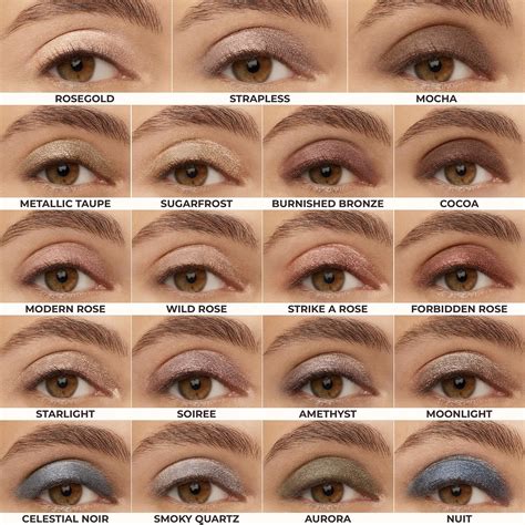 A split image showing different eye colors with suggested eyeshadow stick shades.