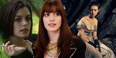 Photo collage of Anne Hathaway at various events, highlighting her evolving hairstyles.