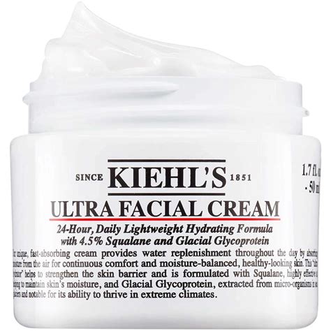 Infographic highlighting the dual benefits of hydration and SPF protection from Kiehl's Ultra Facial Cream SPF 30.