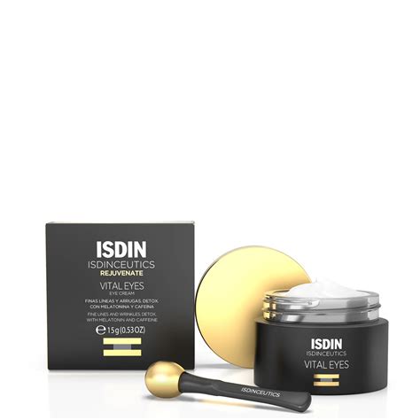 Close-up shot of the ISDIN eye cream texture, highlighting its rich and smooth consistency.