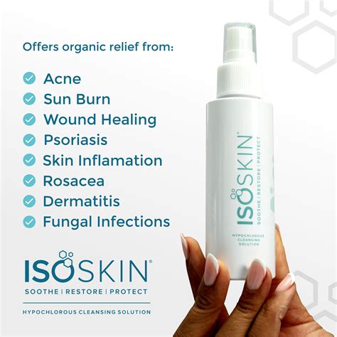 Image of ISOCLEAN Hypochlorous Spray bottle with a subtle skin texture background