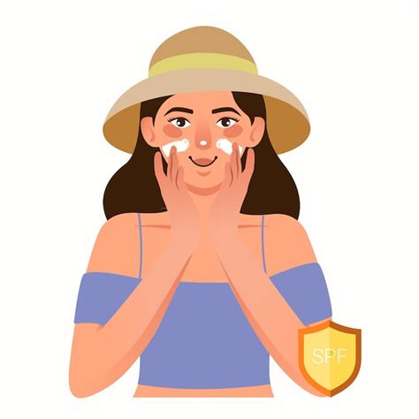 Illustration of a person applying sunscreen to their face