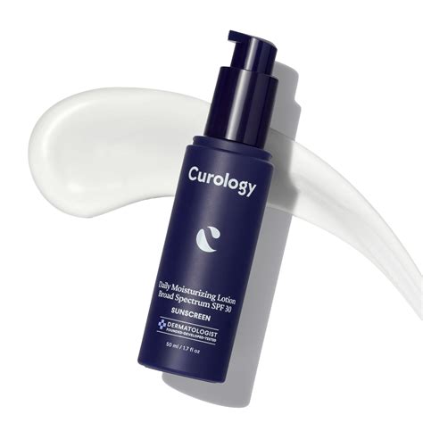 Close-up shot of the Curology Daily Moisturizing Lotion bottle with SPF 30 clearly visible